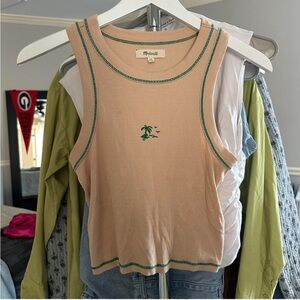 Cream palm tree tank top